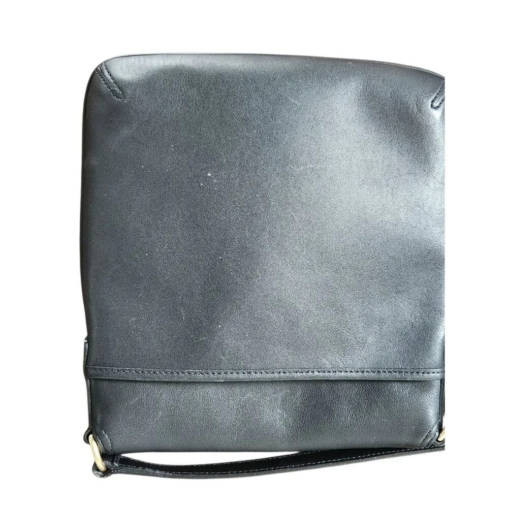 Vintage Coach Purse Shoulder Legacy Slim Black Leather Flap Crossbody 9592 EUC